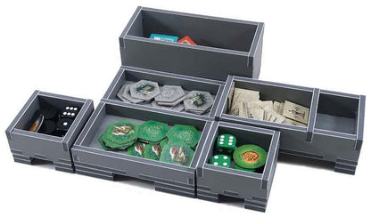 Folded Space organizer insert with neatly arranged game components ready for storage