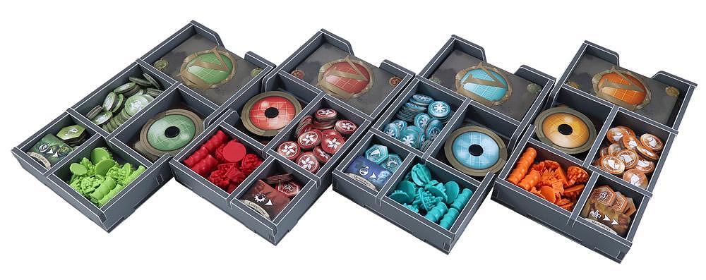 Folded Space game insert showing card and token compartments for Civilization A New Dawn