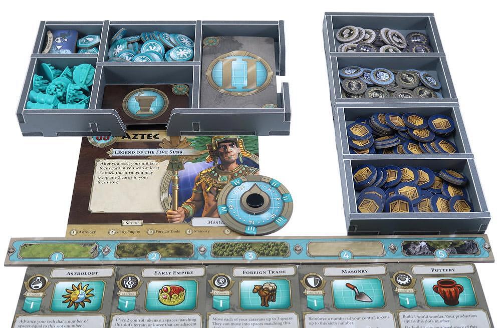 Folded Space custom insert with sections for Civilization A New Dawn board game components