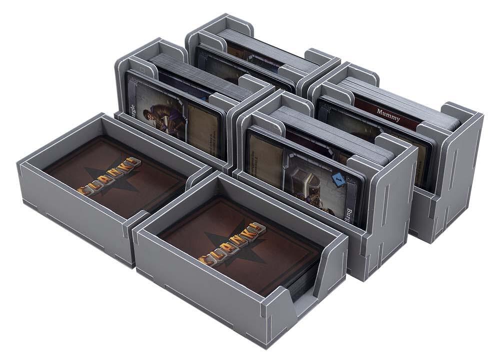 Close-up of different compartments in the Folded Space Clank! organizer