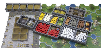Folded Space insert for Clans of Caledonia with detailed compartments for components