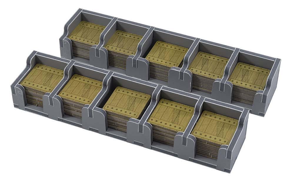 Folded Space Clans of Caledonia organizer close-up showing token storage