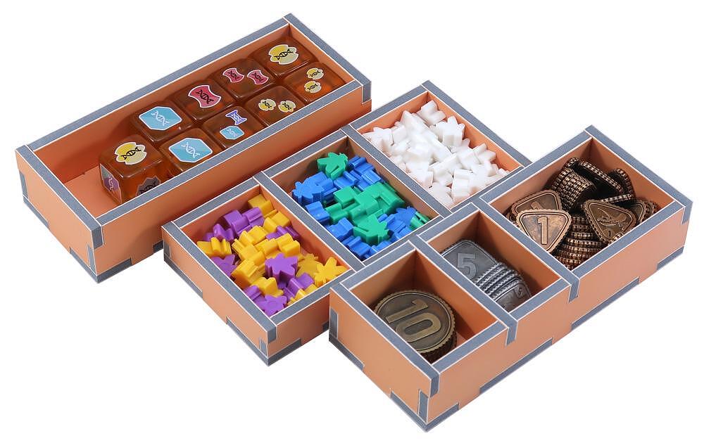 Folded Space Dinosaur World game organizer insert filled with various tokens