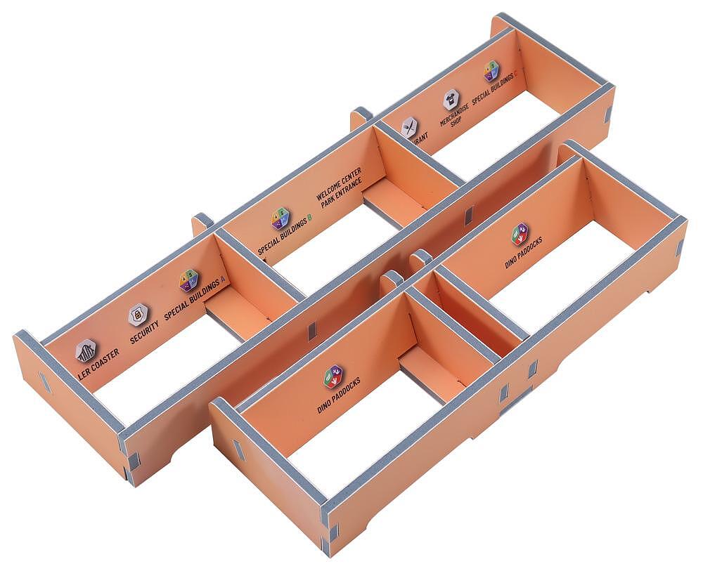 Orange organizer insert for dinosaur world game box