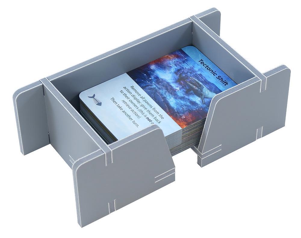 Folded Space organizer insert arranged with Dominant Species tokens and cards