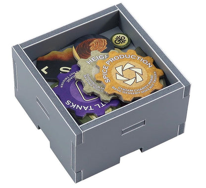 Folded Space game insert organizer for Dune, shown folded and compact