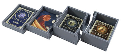 Folded Space insert organizer for Dune, holding cards, tokens, and miniatures in place