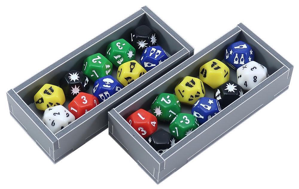 Folded Space insert with trays and compartments designed for Fallout Wasteland Warfare accessories