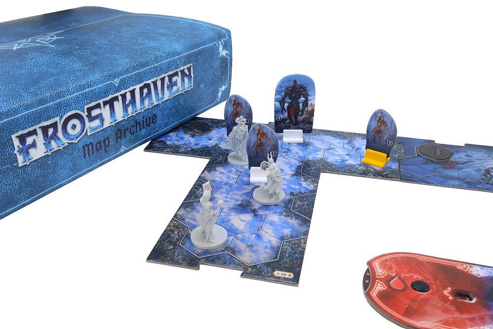 Folded Space game insert for Frosthaven Map Archive interior view with detailed layout