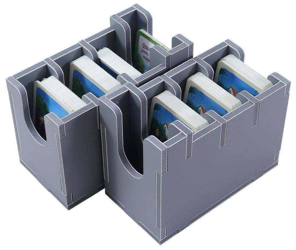 Folded Space Insert Organizer for Hallertau game, gray foam with cards