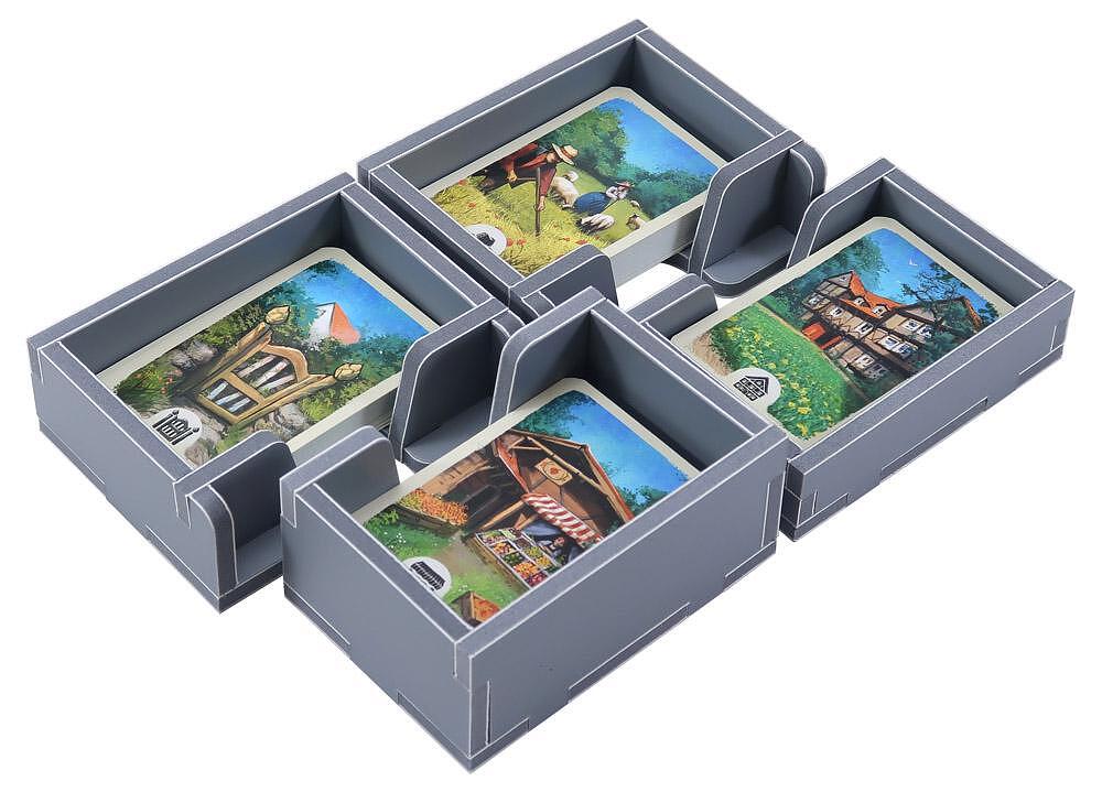 Folded Space organizer for Hallertau board game, grey card storage inserts