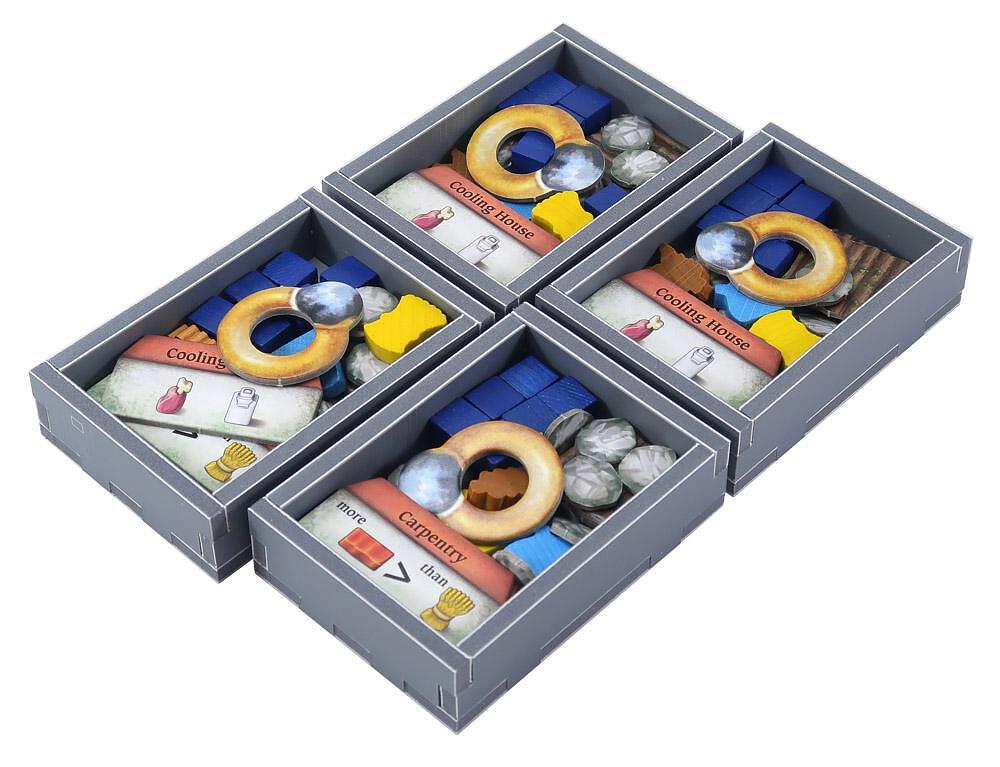 Folded Space Hallertau insert organizer with trays of game components