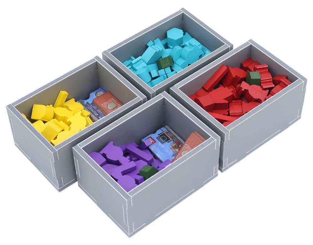 Individual trays removed from box displaying separate storage sections
