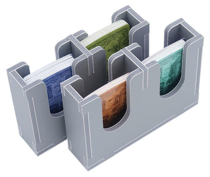 Close view of trays filled with sorted game pieces