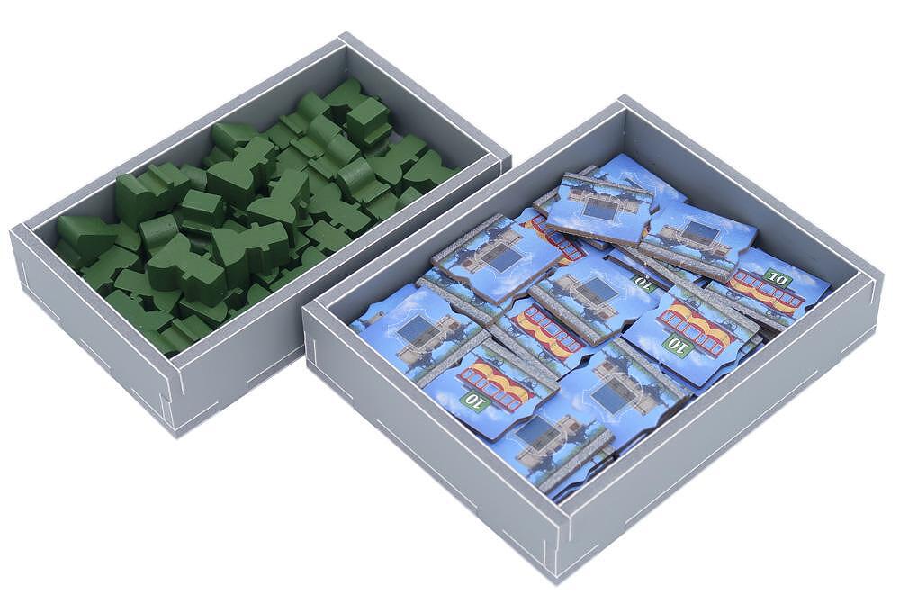 Top-down shot of all components stored compactly within insert trays