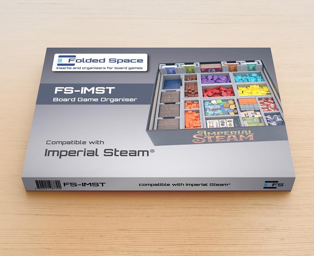 Top-down view of fully assembled game insert with organized compartments