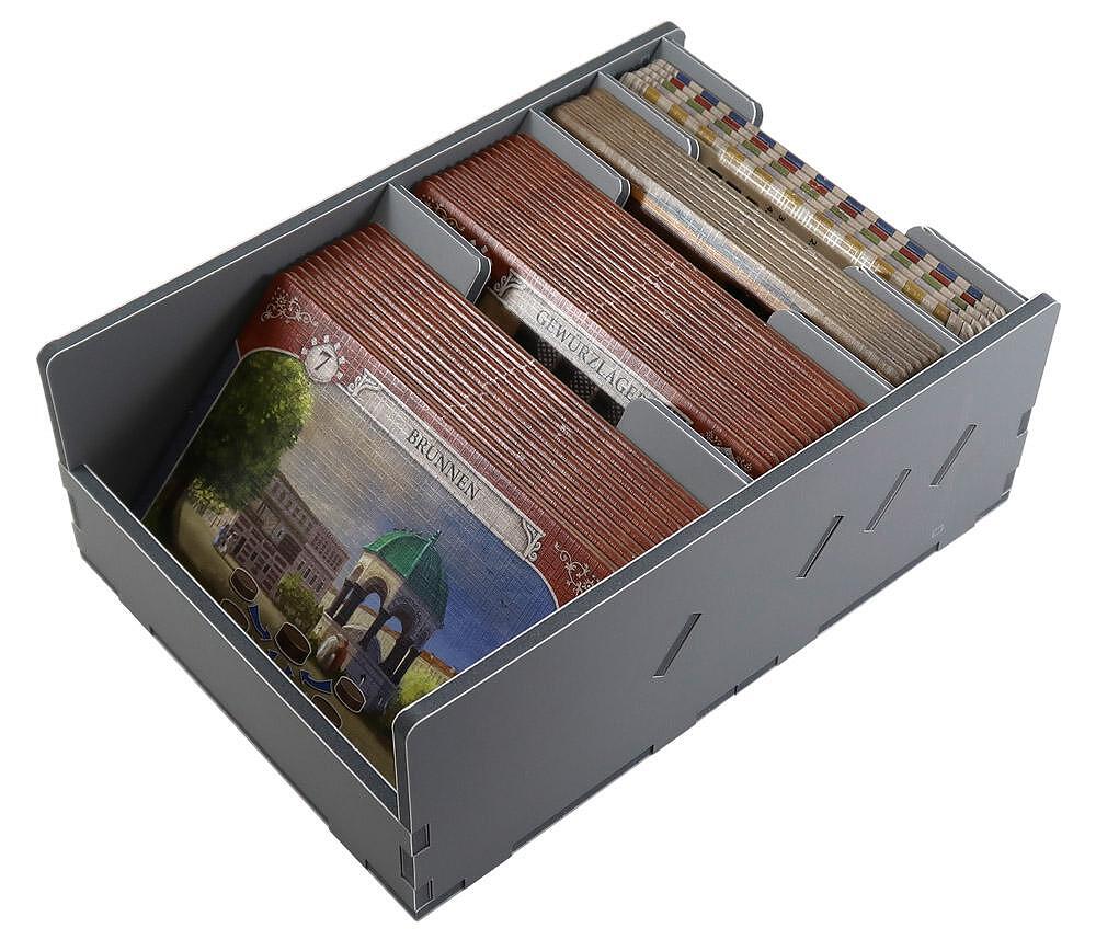 Folded Space insert organizer for Istanbul, holding cards in gray tray