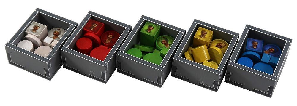 Folded Space organizer for Istanbul with colorful game pieces