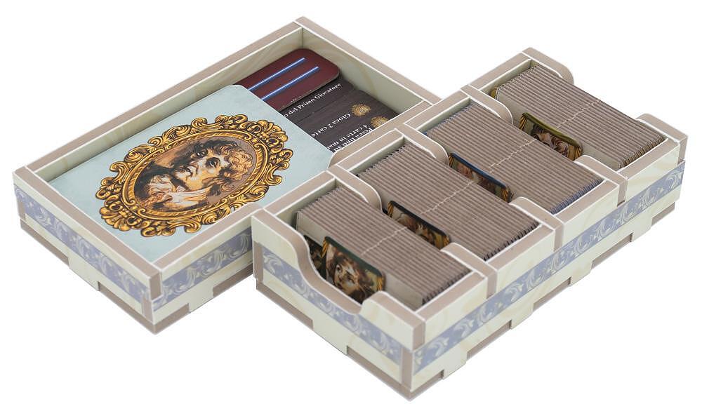 Folded Space insert organizer for Lacrimosa, wood with printed detail