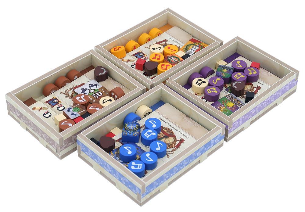 Folded Space insert organizer for Lacrimosa board game with 4 trays of player pieces