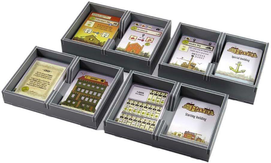 Folded Space Game Inserts for Le Havre folded organizer insert with game pieces