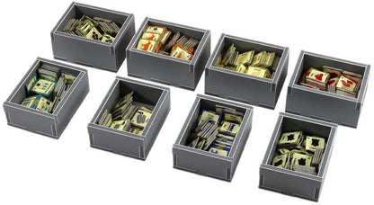 Folded Space Game Inserts for Le Havre open organizer showing card and token slots