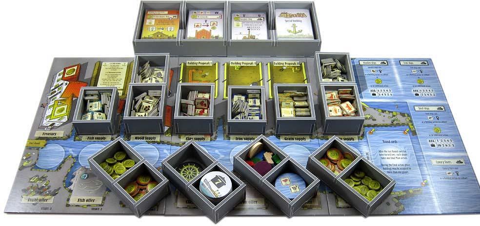 Folded Space Game Inserts for Le Havre assembled organizer insert inside game box