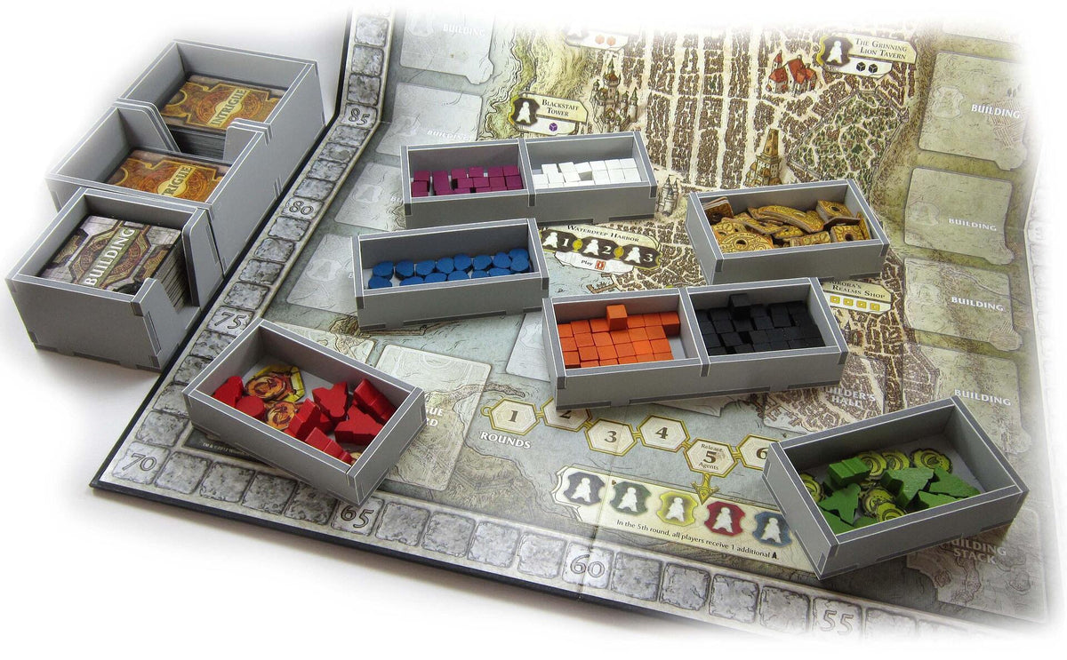 Folded Space - Game Inserts for Lords of Waterdeep insert fully packed with game parts and accessories