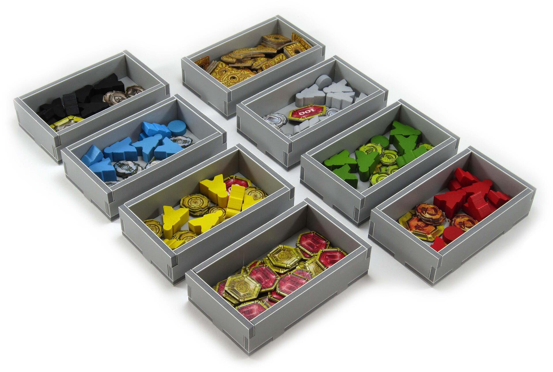 Folded Space - Game Inserts for Lords of Waterdeep insert with card slots and tokens organized