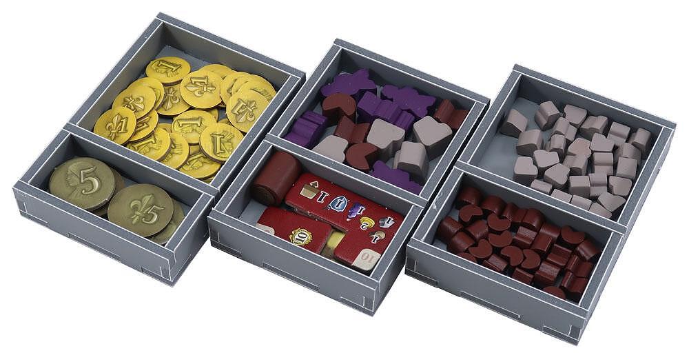 Folded Space insert organizer holding cards and tokens for Lorenzo il Magnifico