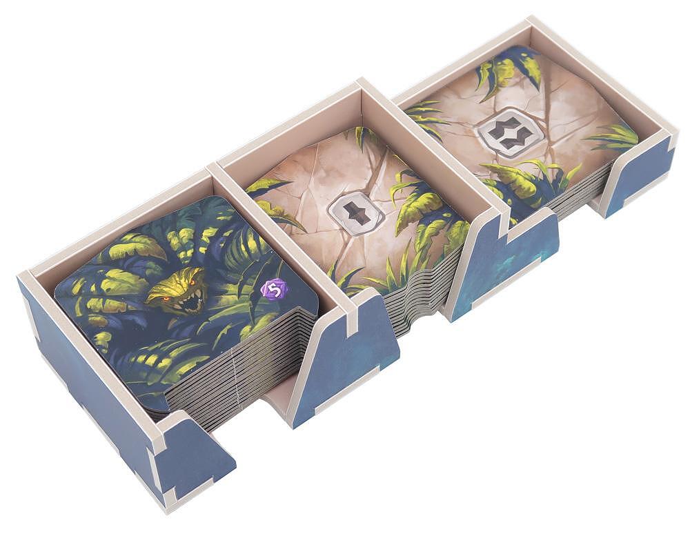 Folded Space organizer for Lost Ruins of Arnak cards, blue with jungle art