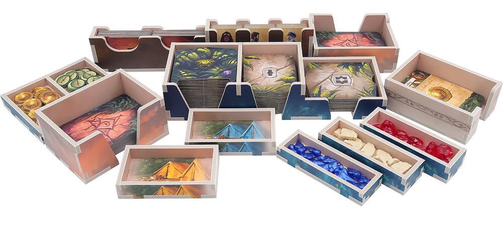 Folded Space organizer for Lost Ruins of Arnak, custom inserts for cards and tokens.
