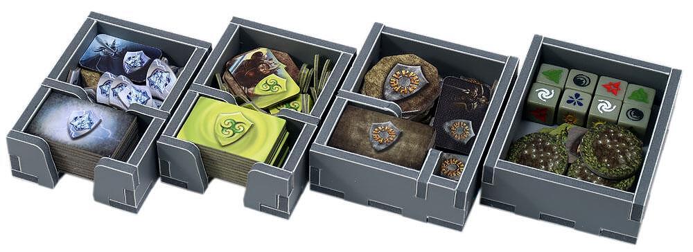 Folded Space Mage Knight insert with tokens and cards organized