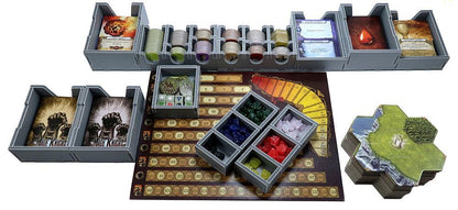 Folded Space Mage Knight game insert open with organized pieces