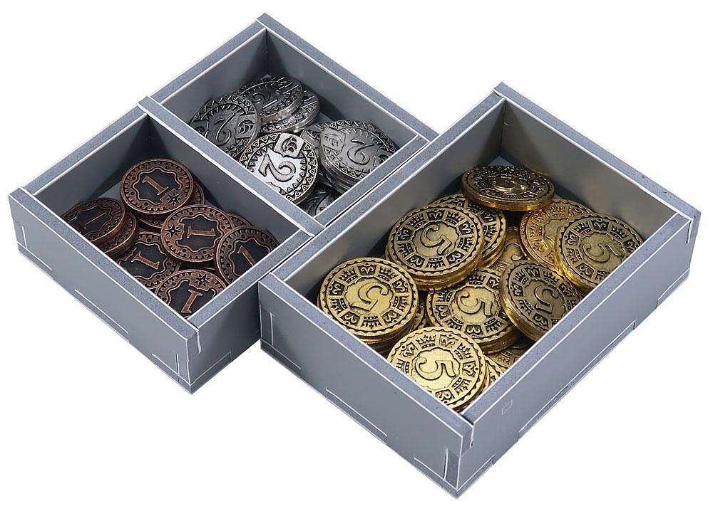 Folded Space organizer loaded with Maracaibo game components