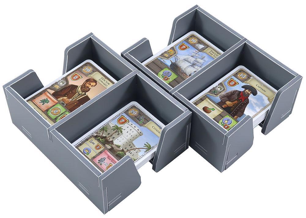 Folded Space organizer with game boards and cards for Maracaibo