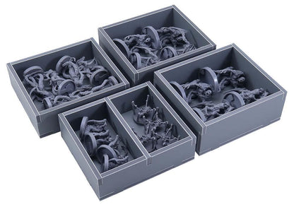 Side angle showing neatly packed game components inside the insert