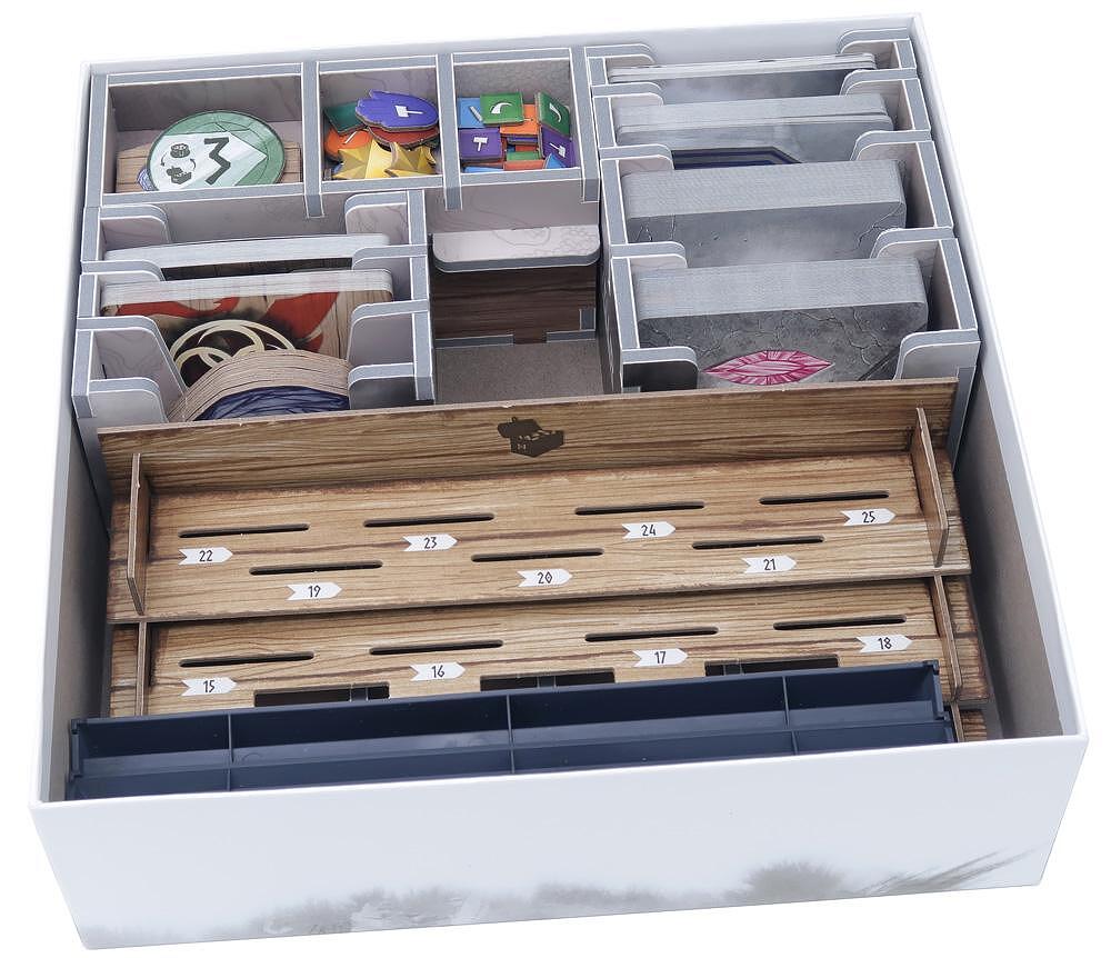 Folded Space Nidavellir board game organizer insert, wood and grey