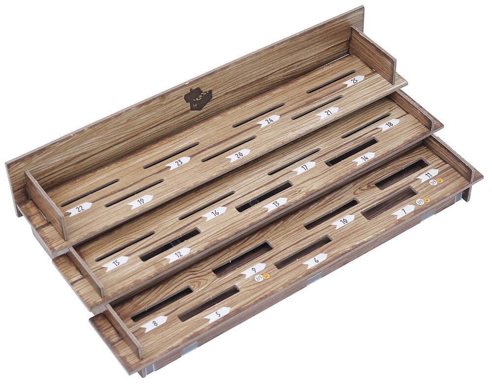 Nidavellir game organizer insert with numbered slots, natural wood finish