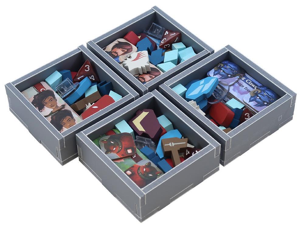 Top-down view of insert components laid out