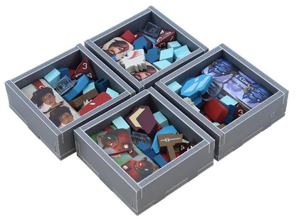 Top-down view of insert components laid out