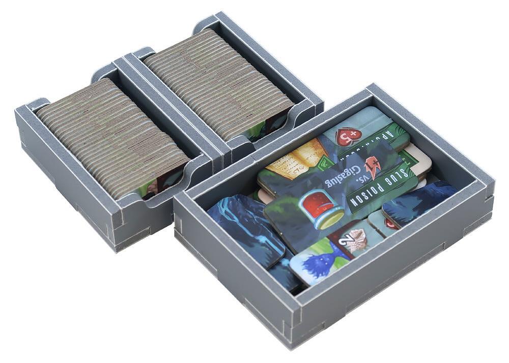 Empty trays displayed outside the box