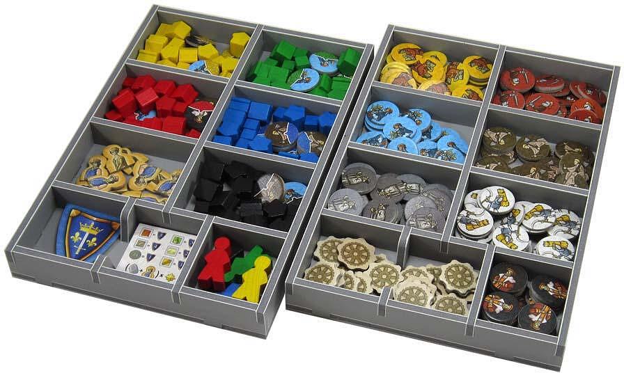 Individual trays from the Folded Space insert for Orleans, disassembled