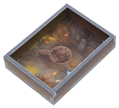 Folded Space organizer insert for Paladins of the West Kingdom Collector's Box, angled view highlighting storage capacity
