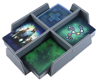 Detailed compartments of Folded Space insert for Pandemic, showing organized storage