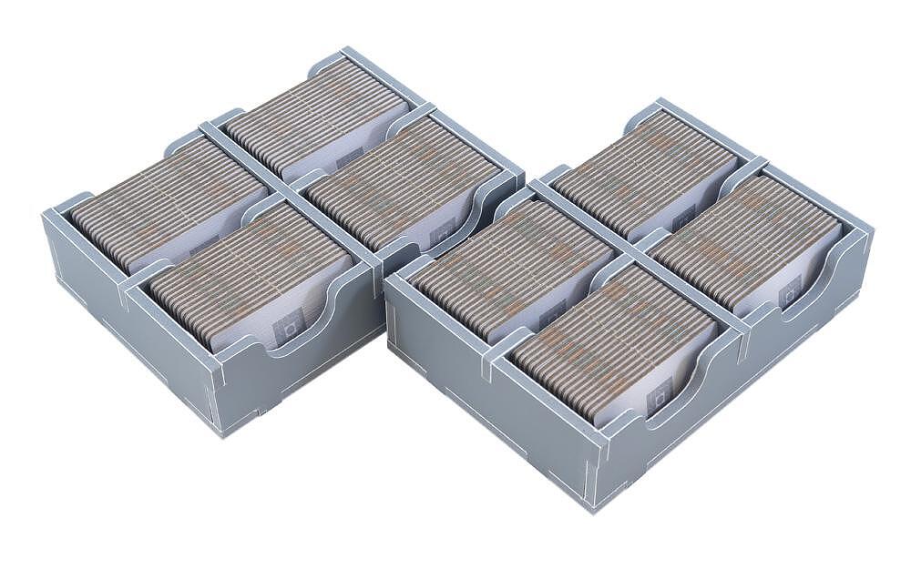 Stacked modular trays from Folded Space insert for efficient storage