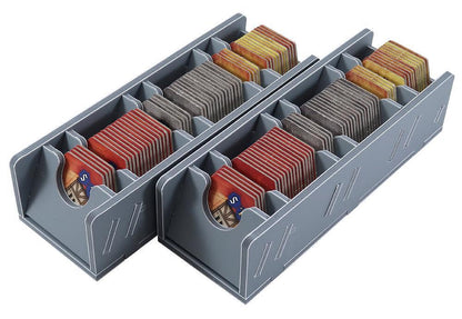 Folded Space insert organizer laid flat, showing compartments designed for Praga Caput Regni game parts