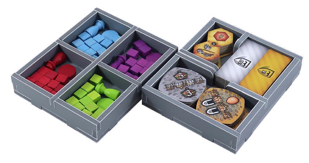 Side angle of Folded Space organizer, emphasizing the separate compartments for cards and tokens of Praga Caput Regni