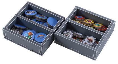 Folded Space insert featuring larger compartments, ready for Rajas of the Ganges game pieces