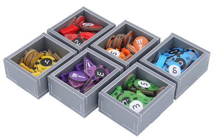 Rallyman Dirt game insert by Folded Space, top view with compartments